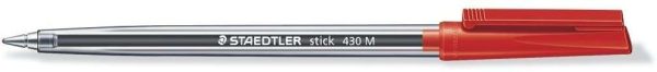 50 pz. - Penna a sfera Staedtler Stick 430 con cappuccio - Pennino 0,35 mm - Inchiostro permanente - Colore Rosso - immagine 2