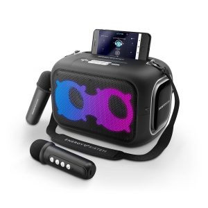 Altoparlante karaoke Energy Sistem - Bluetooth 5.4 - True Wireless - 60W - IPX4 - 8h di autonomia - Luci LED - 2 microfoni wireless - Lettore MP3 - Colore Nero