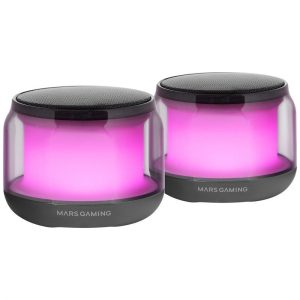 Mars Gaming MS-AURA Altoparlanti RGB Bluetooth - Suono surround da 15 W - DSP personalizzato - Illuminazione RGB a 360º - Bluetooth 5.3 - Connessione Jack - Controllo intuitivo - Colore Nero