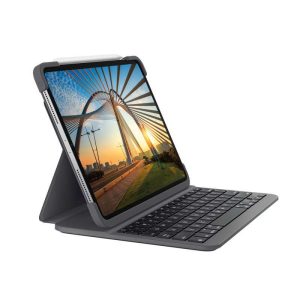 Logitech Slim Folio Pro Custodia con tastiera retroilluminata Bluetooth per iPad Pro di prima e seconda generazione da 11" - Accensione/spegnimento automatico - Comoda digitazione - Chiusura magnetica - Grigio
